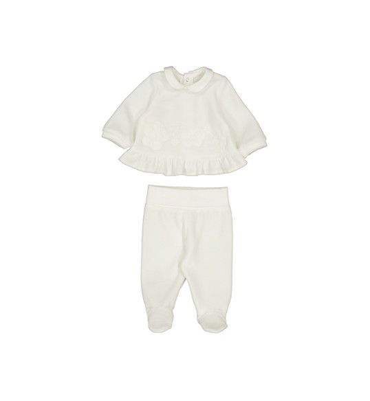 Natural Cream Velour Leg Warmer Set, Size: 0-1. Newborn