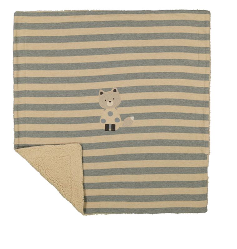 Foxy Striped Oat Shearling Blanket