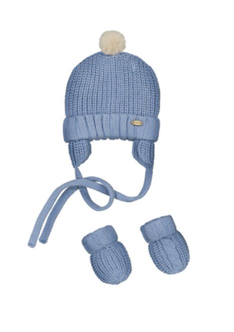 Hat &amp; Mitten Set, Color: Cloud Blue, Size: 3m