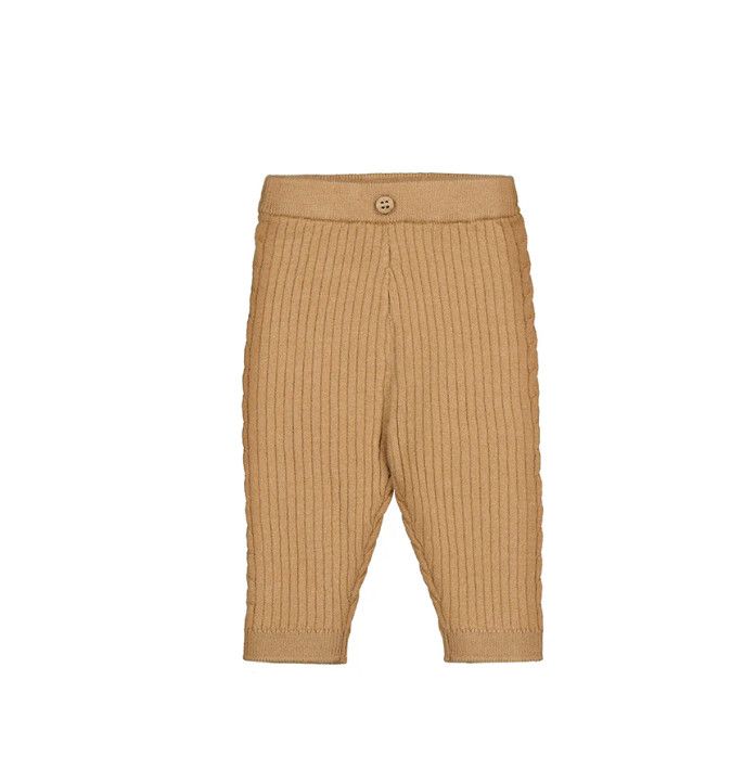 Toffee Tan Knit Leggings, Size: 2-4. 3-6m