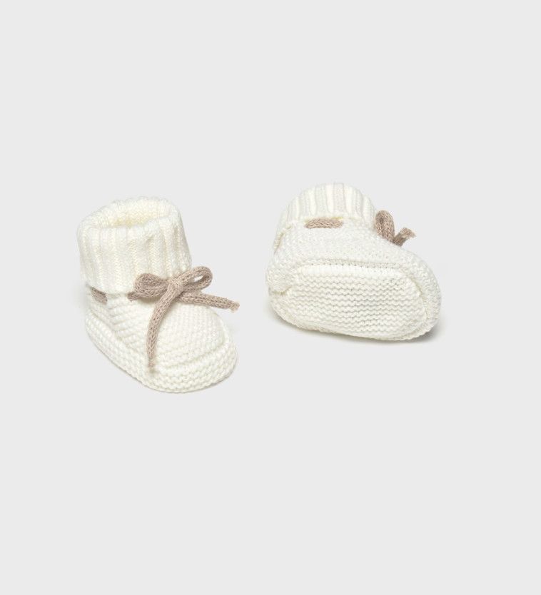 Knit Booties, Size: 3M, Color: Natural Cream