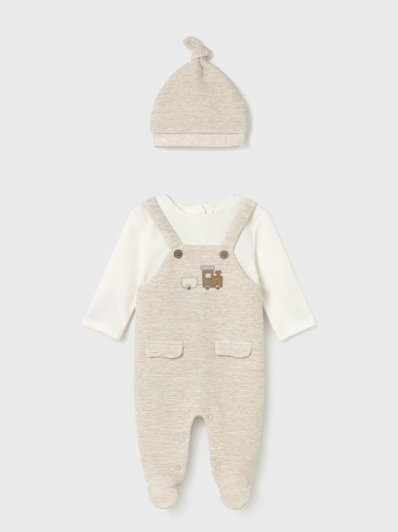 Train Milk Tan Dungaree &amp; Hat