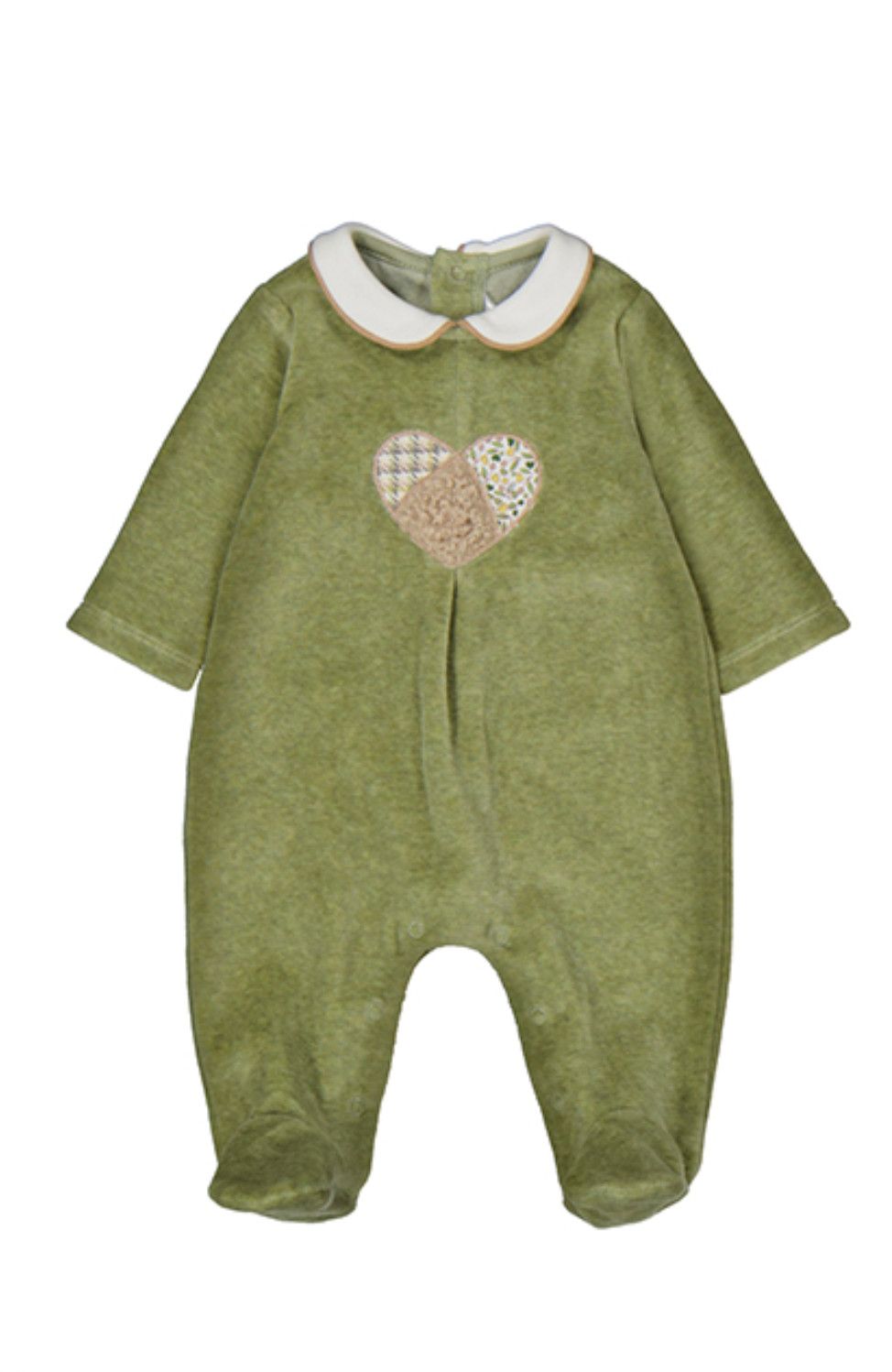 Heart Velour Onesies, Size: 1-2. 0-3m, Color: Basil Geen