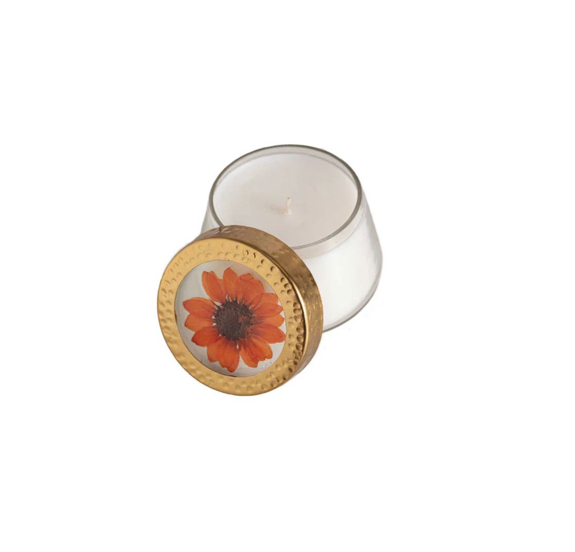 Harvest Pumpkin Pressed Floral Candle, Size: Small