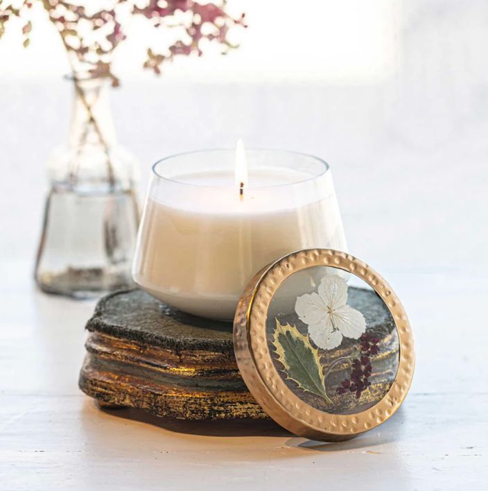 Winterberry Frost Pressed Floral Candle