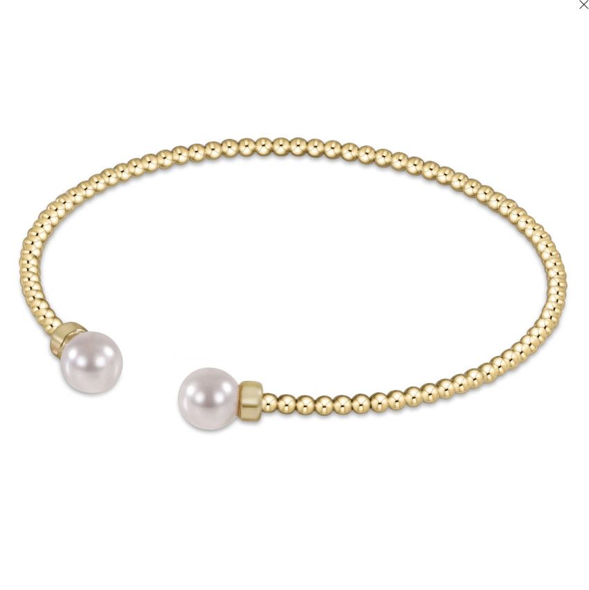 Classic Gold Bead Pearl Cuff , Size: 2mm