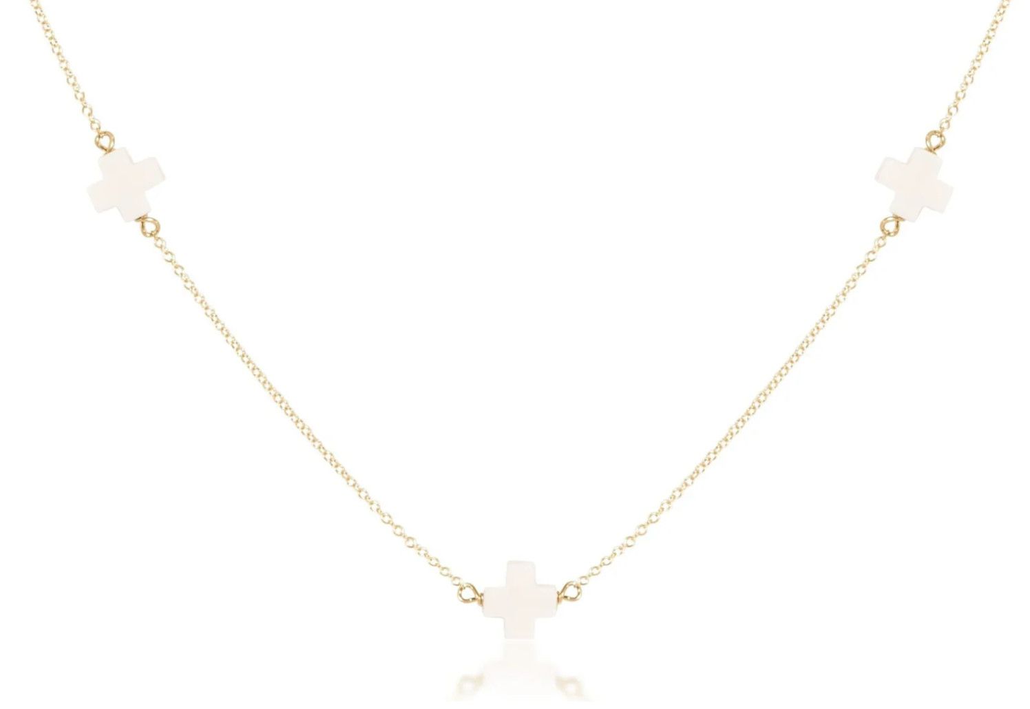 15&quot; Simplicity Gold Chain Signature Cross Off White Choker