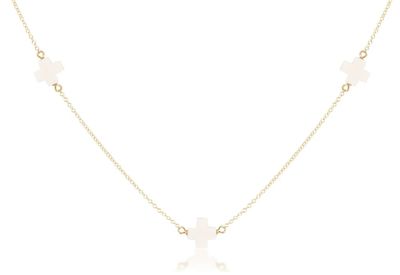 15&quot; Simplicity Gold Chain Signature Cross Off White Choker
