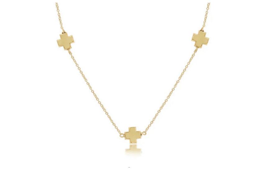 15&quot; Simplicity Chain Gold Signature Cross Gold Choker