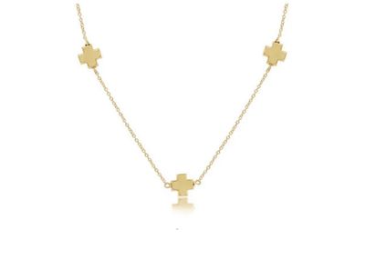 15&quot; Simplicity Chain Gold Signature Cross Gold Choker