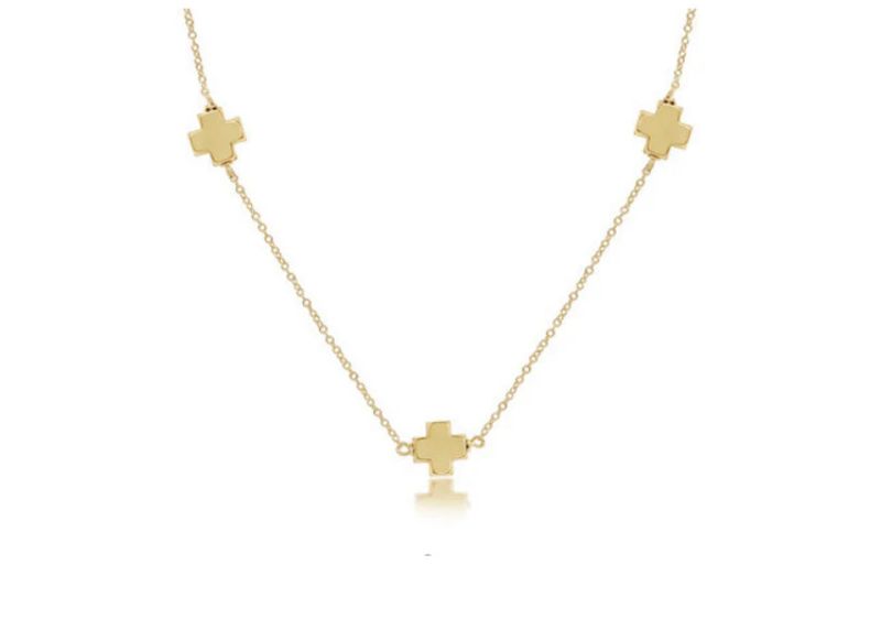15&quot; Simplicity Chain Gold Signature Cross Gold Choker