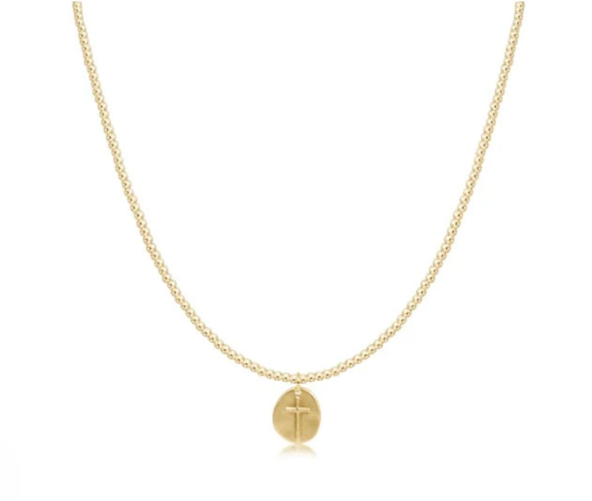 15&quot; Classic Gold 2mm Bead Inspire Small Gold Charm Choker