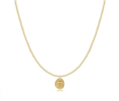 15&quot; Classic Gold 2mm Bead Inspire Small Gold Charm Choker