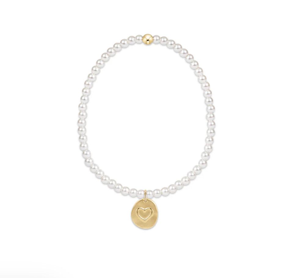 Classic Pearl 3mm Inspire Love Small Gold Charm
