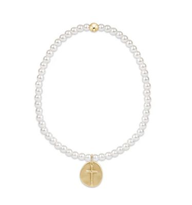 Classic Pearl 3mm Bead Inspire Small Gold Charm Bracelet