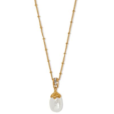 Gold Everbloom Pearl Drop Necklace