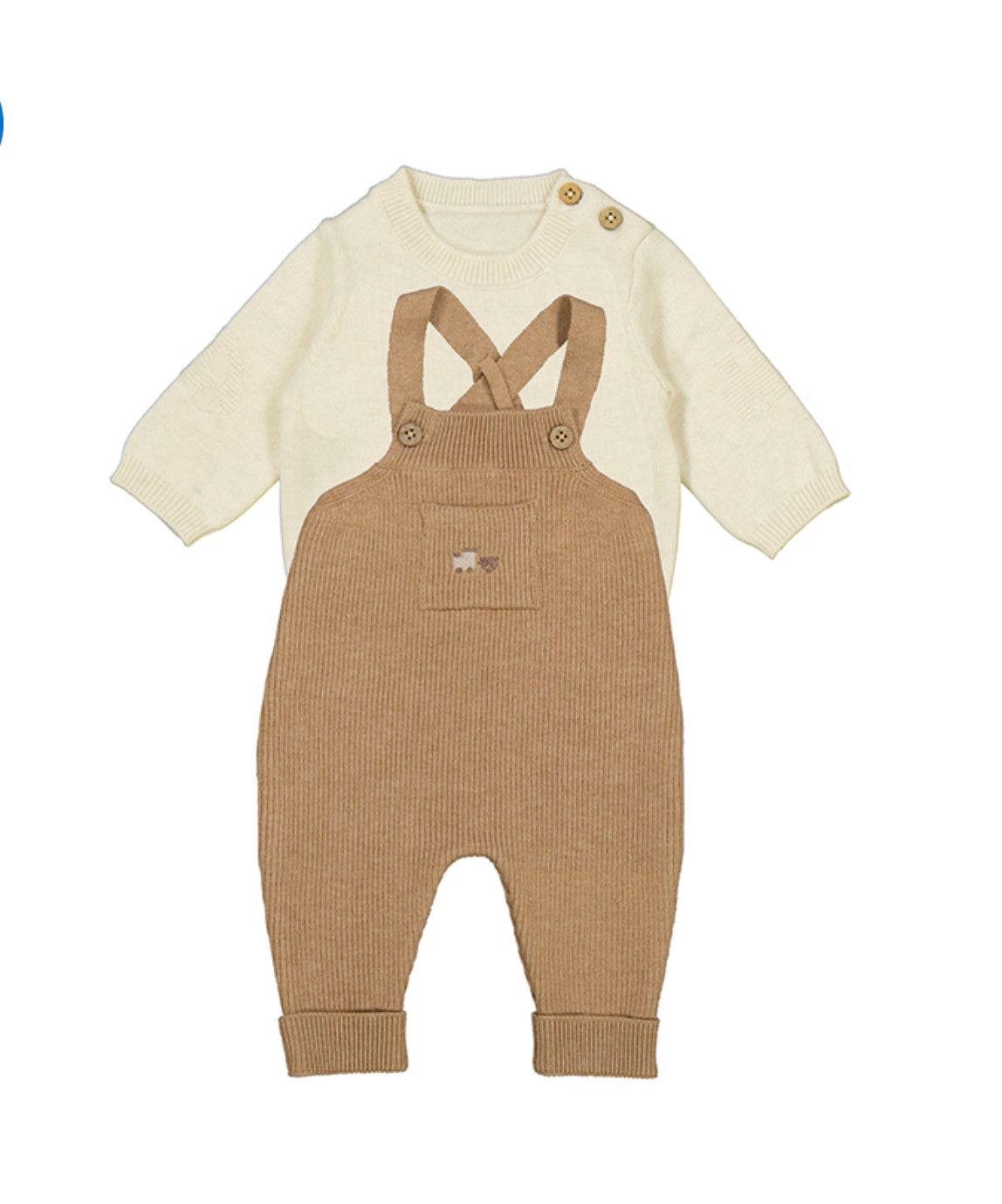 Toffee Knit Dungarees Set, Size: 0-1. Newborn