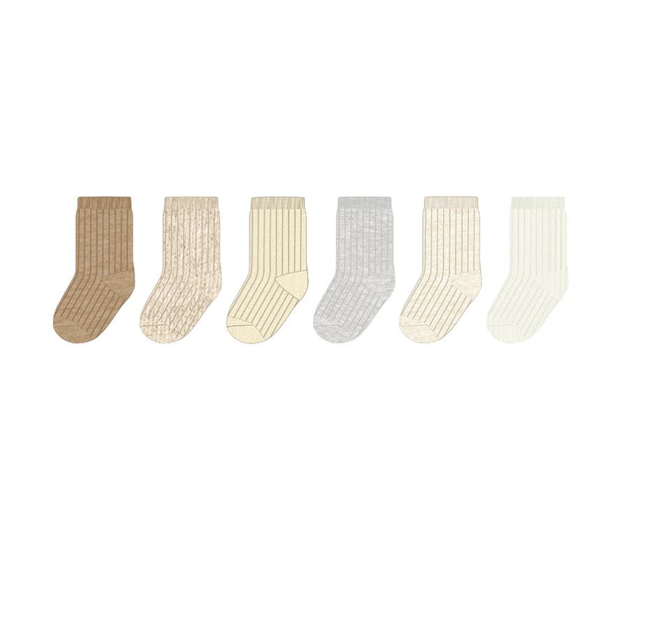 6 Piece Ribbed Sock Sets, Size: 3m, Color: Neutals