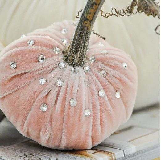 Silk Velvet Pumpkins With Crystals