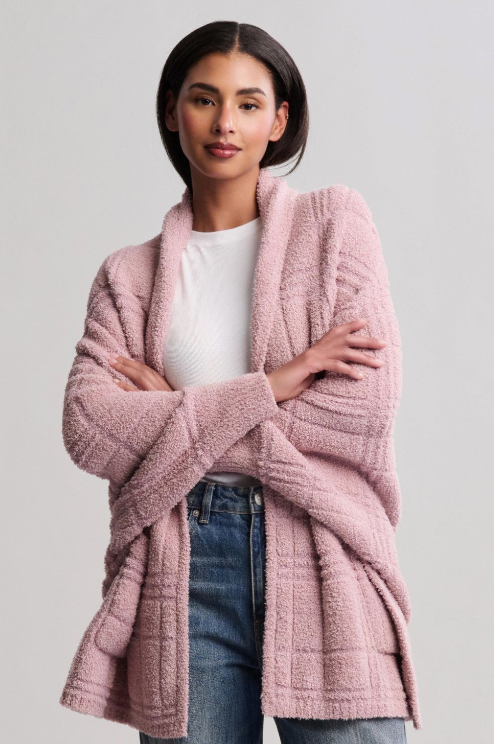 CozyChic® Cotton Tonal Plaid Blanket Wrap Teaberry Pink