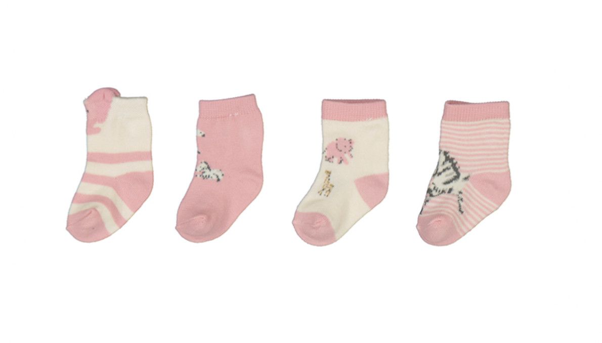 Safari 4 Piece Sock Set, Color: Orchid Pink, Size: 3m