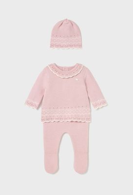 Pink Crystal Knit Outfit &amp; Hat