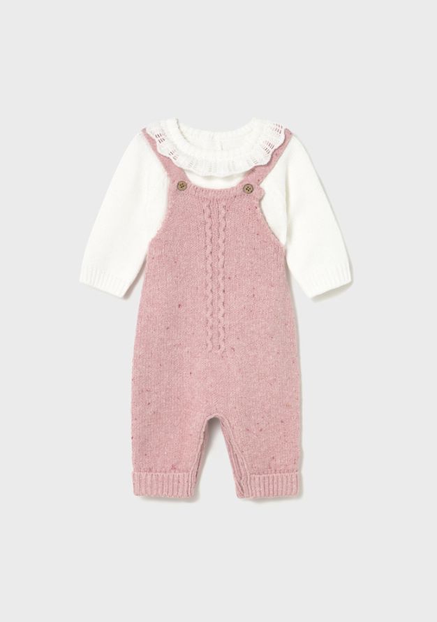 Orchid Pink Knit Dungarees Set