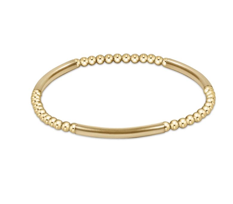 eNewton Bliss Bar Gold Pattern Bracelet with gold-accented beads and stretch design, ideal for everyday wear and layering