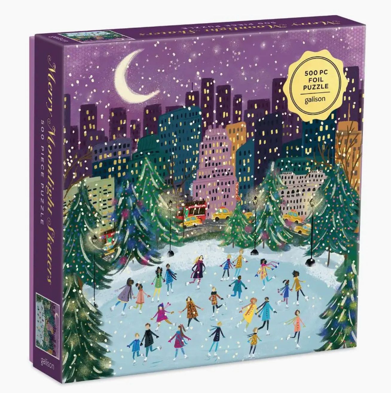 Merry Moonlight Skaters 500 Piece Foil Puzzle