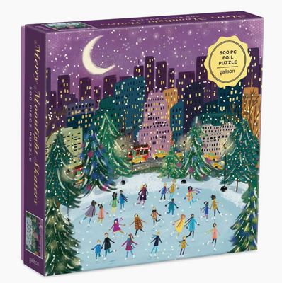Merry Moonlight Skaters 500 Piece Foil Puzzle
