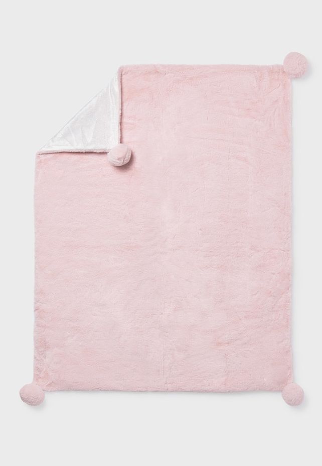Pom Pom Faux Fur Blanket