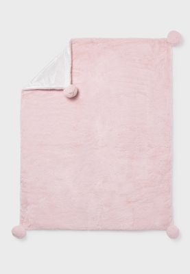 Pom Pom Faux Fur Blanket