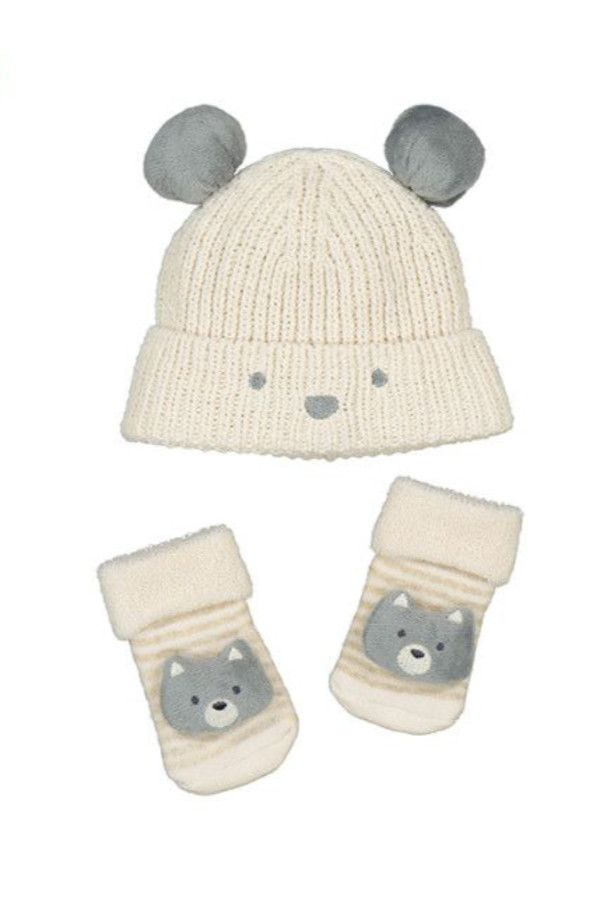 Bear Hat &amp; Sock Set, Size: 3m, Color: Pottery