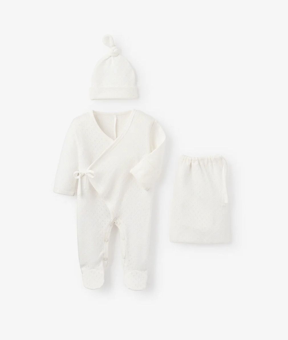 Organic Cotton Pointelle Layette Gift Set, Size: Preemie, Color: White