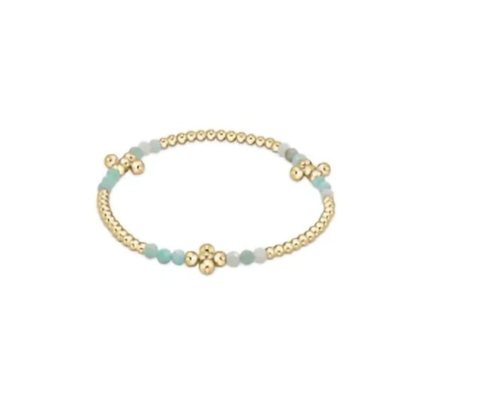 Signature Cross Gold Bliss Pattern 2.5mm Bead Bracelet Amazonite