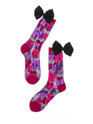 Big Bow Energy Black Sheer Crew Sock