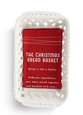 Christmas Ceramic Bread Basket with Red Tea Towel
