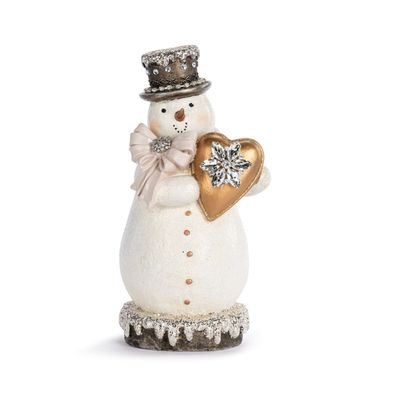 Snowman With Heart Sparkle Figure