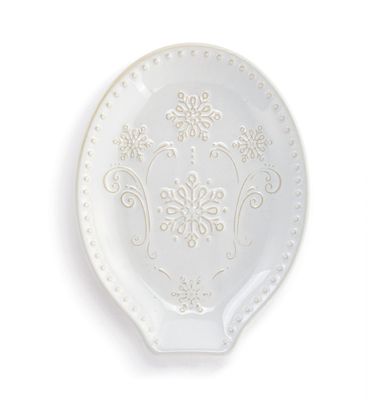Vintage Snowflake Cream Ceramic Spoon Rest