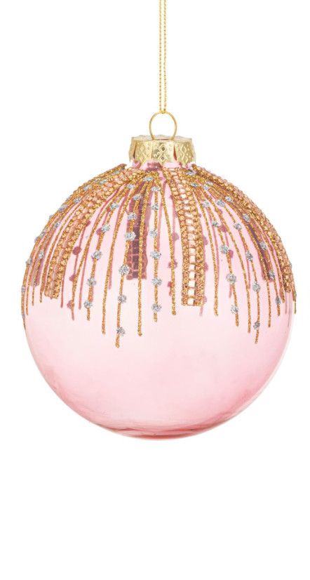 Glass Sparkly Round Ornaments, Color: Pink