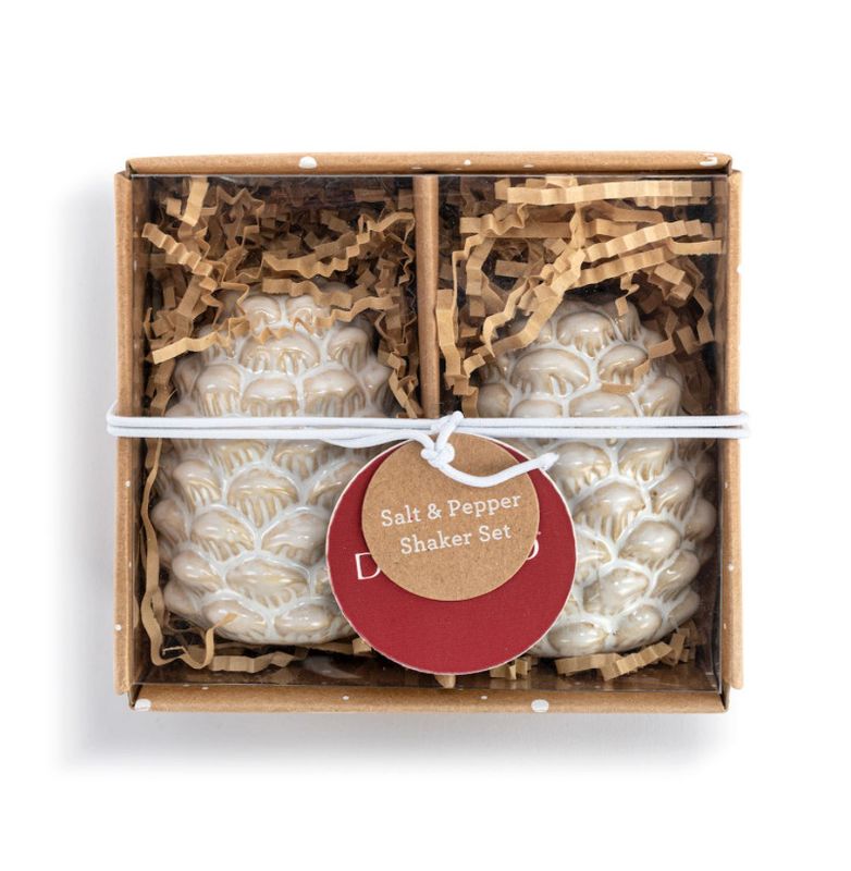 Green Pine Ceramic Salt And Pepper Shakers Set Of 2