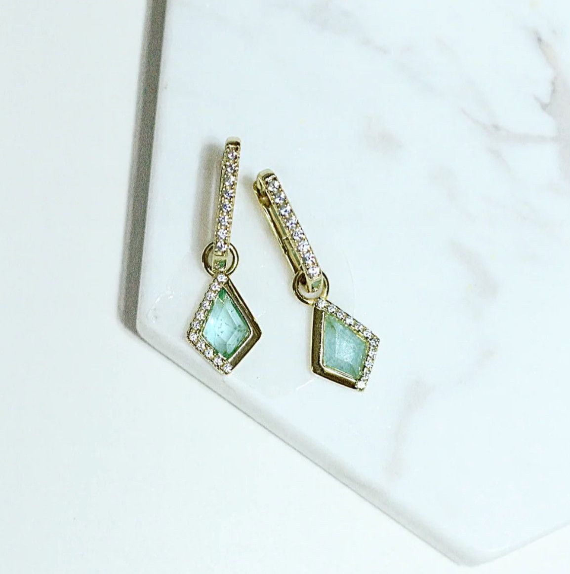 Kite Hoops in Sea Glass, Color: Pave, Size: Gold