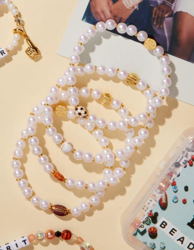 Little Words Project Game Day Bracelets with team-colored beads and fun spirit sayings, available in Poughkeepsie, NY.