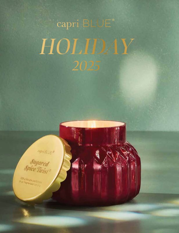 Capri Blue Holiday Candles with festive scents and shimmering jars, available in Poughkeepsie, NY