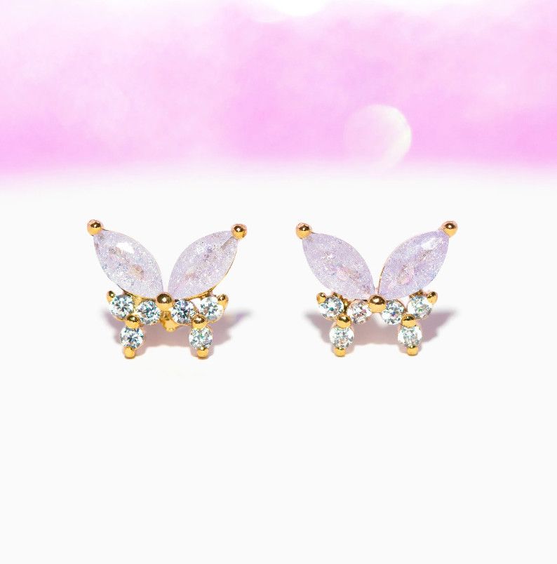 Lavender Remember Me Butterfly Studs
