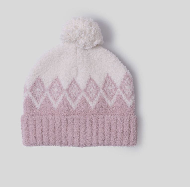 CC YOUTH FAIR ISLE BEANIE DUSTY ROSE/CREAM