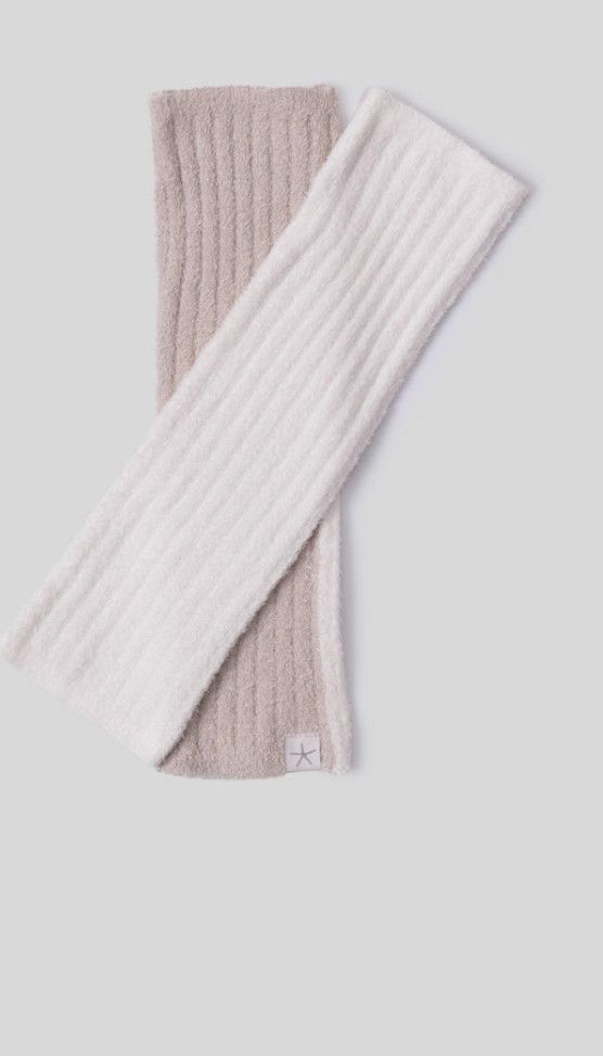 CozyChic Ribbed Color Block Fingerless Gloves, Color: STONE/PEARL