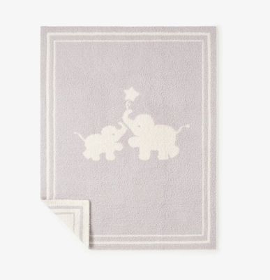 Gray Chenille Knit Elephant Blanket