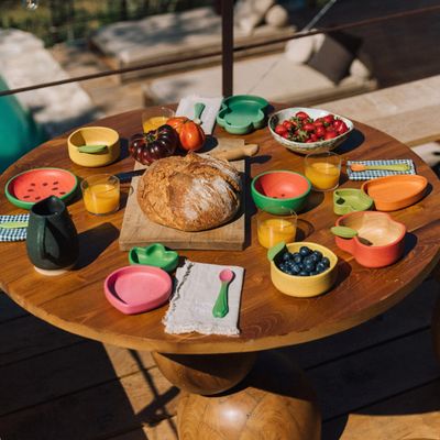 Natural Wood Plate &amp; Spoon Sets
