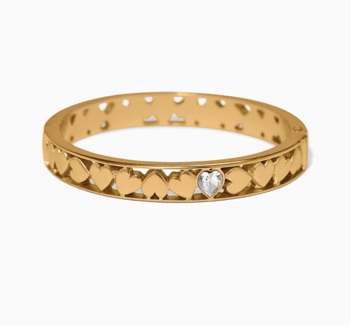 Mystery Of Love Golden Heart Hinged Bangle, Color: Gold